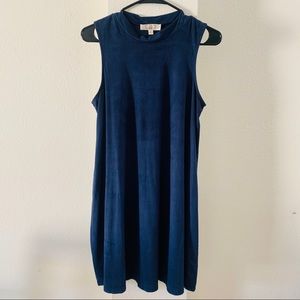 Blue suede tunic dress